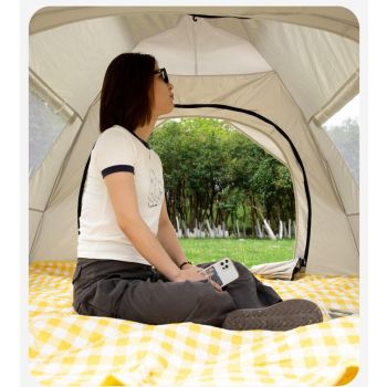 Off-white 2 Person Lightweight Camping Tent (200*150*125cm) | UV Protection Silver Coated, Dual Doors & Windows 