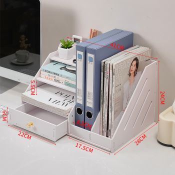 Multi-Functional Desktop Organizer with Document and Stationery Storage - Compact Desk Shelf, 41x28x24cm