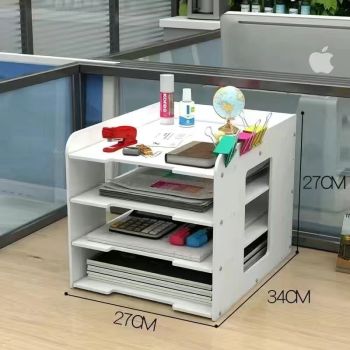 Multi-Functional Desktop Organizer with Document and Stationery Storage - Compact Desk Shelf, 27x34x27cm