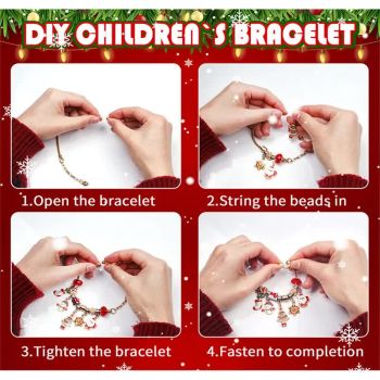 M-06 Christmas Jewelry Advent Calendar - DIY Charm Bracelet Kit with 24 Days of Surprises