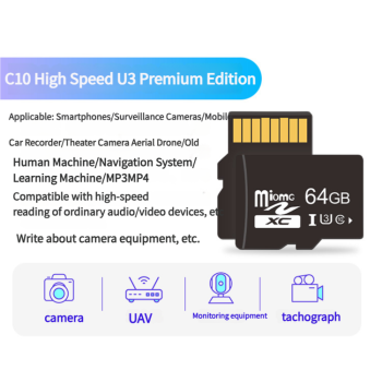 2PCS 64GB Micro SD Card C10-U3 High-Speed Memory Card - Ideal for MP3 Players, Cameras, Radios.and More