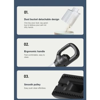 Black Portable Cordless Vacuum Cleaner - 120W, 10KPa Suction, 2000mAh Battery, Lightweight Design, with Soft Brush Attachment