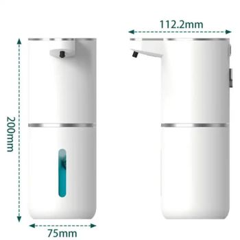 Black Automatic Foaming Soap Dispenser with Rechargeable Battery, Touch Control, and 380ml Capacity - IPX5 Waterproof