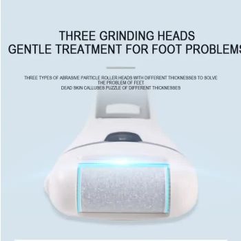 White Rechargeable Electric Foot File Callus Remover with LED Display and USB Charging 