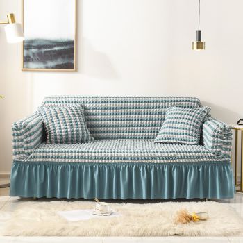 Elastic sofa cover-dual-color blue (305-360cm)