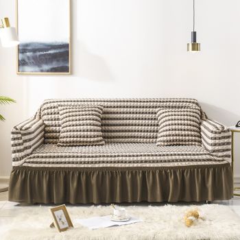 Elastic sofa cover-two-color coffee (145-185cm)