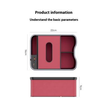 Volcano Red Car Armrest Storage Box with LED Ambient Light - Multifunctional Tissue Holder & Organizer for Car Interior