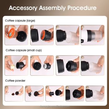 Grey Portable Espresso Coffee Machine - Universal 3-in-1 Capsule, Coffee Powder, and Espresso Maker