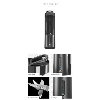 Black Portable Juicer - Magnetic Charging Fresh Juice Blender, Multifunctional Ice Crushing Fruit Mixer