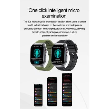 Black Smartwatch with Bluetooth Calling, ECG, Blood Pressure, Heart Rate, and Multi-Sport Modes