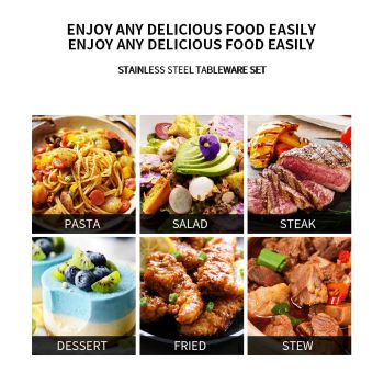 Black Color Premium 24-Piece Stainless Steel Cutlery Set - Elegant Golden Steak Knife, Fork, and Spoon Set in Luxury Gift Box