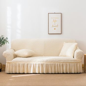 Elastic sofa cover, wax white (145-185cm)