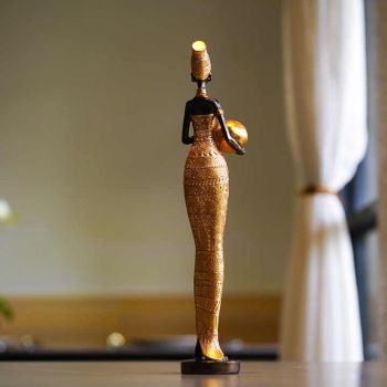 Multicolor Exotic African Woman Figurine - Elegant Resin Sculptures for Home Decor