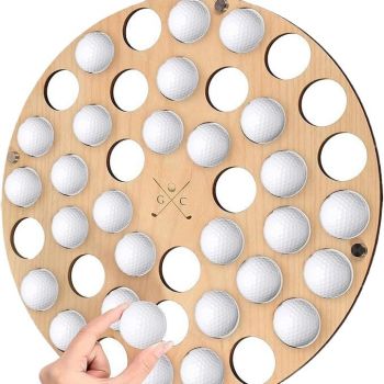 42-Hole Wooden Golf Ball Stand | Laser-Cut Organizer for Golf Lovers | Durable & High-Quality Storage Rack