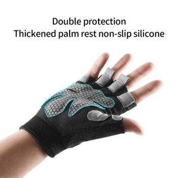 S Black Fingerless Sports Gloves – Non-Slip Silicone Palm Pads for Cycling, Weightlifting, and Fitness Training