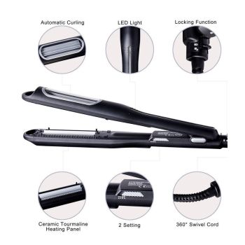 Silver Automatic Hair Crimper - Professional Ceramic Hair Styling Tool for Cornrow and Textured Waves