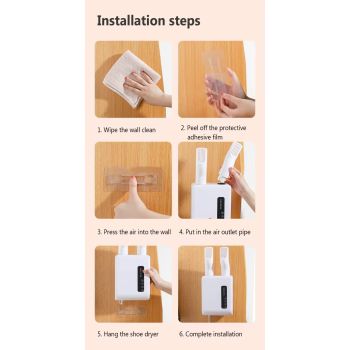 White Wall-Mounted Intelligent Shoe Dryer - 360° Warm Air Fast Drying System with Constant Temperature