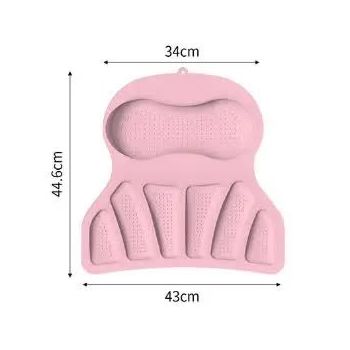 Pink Silicone Bath Pillow - Ergonomic Design with Suction Cups for Comfortable Bathtub Support