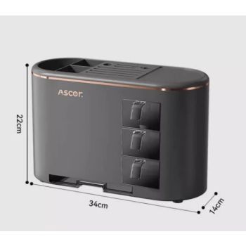 Grey All-in-One Kitchen Knife and Utensil Holder - Multi-Functional Organizer with Storage Drawers