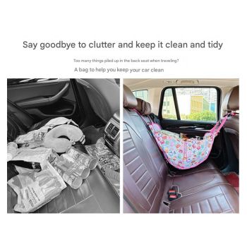 White Car Back Seat Organizer Hammock - Portable Storage Solution
