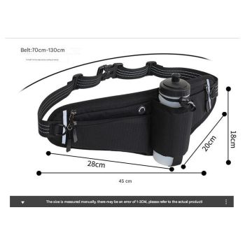 Blue Adjustable Running Waist Pack with Water Bottle Holder, Reflective Design, and Multiple Storage Pockets for Outdoor Activities