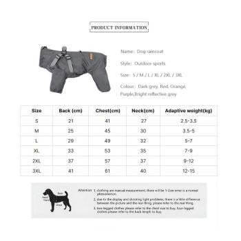 M Laser Adjustable Waterproof Reflective Dog Raincoat with Harness Design