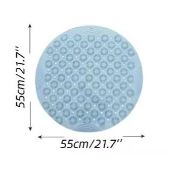 Grey Non-Slip Round Shower Foot Scrubber Mat - Soft Silicone Massage Pad for Foot Cleaning