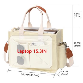 Green Stylish Canvas Briefcase Tote Bag with Large Capacity for Women