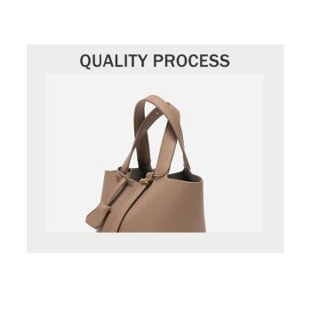 Beige Elegant Women's Leather Tote Handbag with Gold Lock Detail