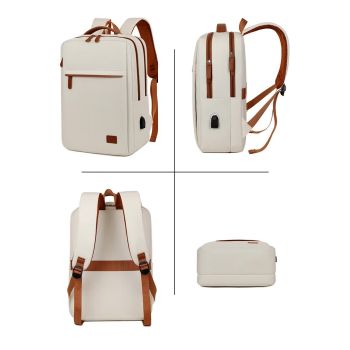 Black Minimalist USB Charging Laptop Backpack - Elegant and Spacious Travel Bag