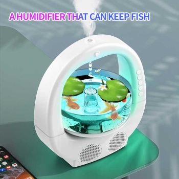 Black 3 In 1 Anti-Gravity Humidifier Multifunctional Aromatherapy Machine Bluetooth-compatible Speaker Fish Tank Ambient Light