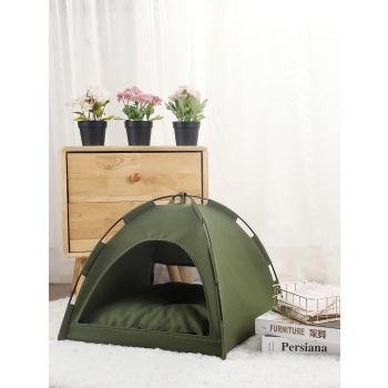 S Green Foldable Breathable Summer Pet Tent with Cooling Mat – Portable Outdoor and Indoor Pet Shelter