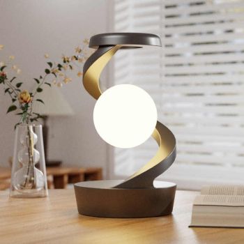 White 360° Rotating Floating Night Light - Wireless Charging Table Lamp | 7-Color RGB Atmosphere Light | USB Rechargeable for Bedroom, Bedside, Desk, Camping, and Party Décor