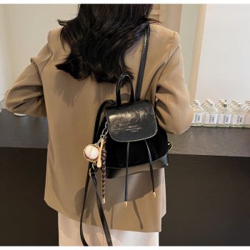 Brown Vintage Suede Women's Mini Backpack - New Fashionable Travel Book Bag with Decorative Charm