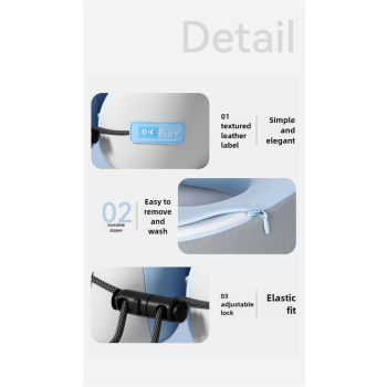 Blue And Grey Portable U-Shaped Memory Foam Travel Pillow – Ergonomic Neck Support for Airplane, Car, Office – Lightweight & Compact with Storage Box