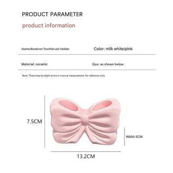 Pink Creative Ceramic Bowknot Toothbrush Holder - Elegant Bathroom Storage for Electric Toothbrush and Toothpaste