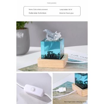 Ancient Architecture Dolphin Leaping into the Water Handcrafted Ocean Resin Whale Night Light - Unique Home Decor Table Lamp