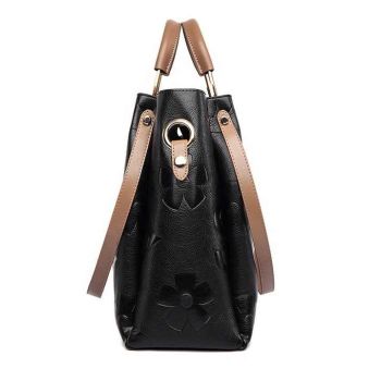 Brown Elegant Embossed PU Leather Tote Bag for Women - Large Capacity Handbag with Inner Pouch