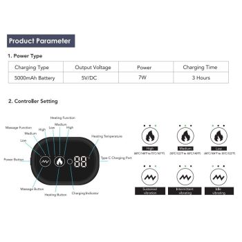 Gray Rechargeable Heated Shoulder Massager with LED Display - Adjustable Compression Wrap for Pain Relief and Relaxation