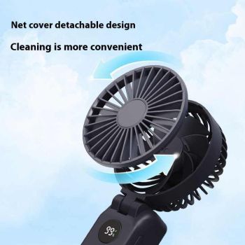 White Portable Handheld Fan with 2000mAh Battery - 3-in-1 Design for Desk, Handheld, and Hanging Use (Model Q3)