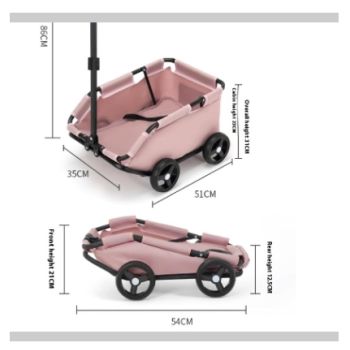 Gray Foldable Pet Travel Wagon for Small Dogs - Lightweight and Portable