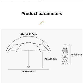 Sky Blue Compact 5-Fold Umbrella with UV Protection, Wind Resistance, and Travel-Friendly Design