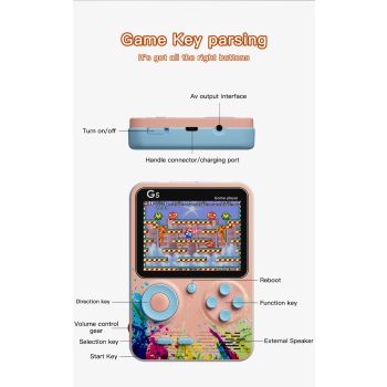 G5 Retro Handheld Game Console with 500 Classic Games - Sky Blue with gamepad