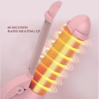 Red Mini Cordless Hair Curler with Adjustable Heat Settings and USB Charging