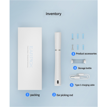 Blue Smart Visual Ear Cleaning Stick with 1080P Camera and Rechargeable Battery