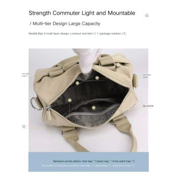 0486# Pink Multifunctional Nylon Shoulder Bag - Lightweight and Spacious Handbag for Women, 27x18x14cm