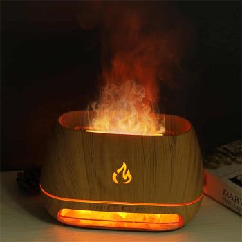 White Himalayan Salt Flame Aroma Diffuser - 250ml Ultrasonic Humidifier with 7-Color LED Light for Relaxation and Decor