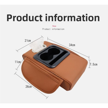 GT-6 No embroidery Orange ,Multifunctional Car Armrest Storage Box Cushion - Universal Fit with Cup Holder and Tissue Dispenser