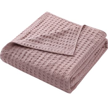 Cotton Waffle Blanket - Air Conditioning Blanket/Throw/Summer Quilt, 100*152cm,Bean Paste Color