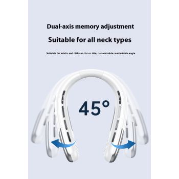 Digital Display Neck Fan - Rechargeable Portable Wearable Fan with Adjustable Speed- White 2400mAh